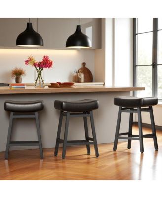 24-Inch Saddle Counter-Height Bar Stools, Set of 3