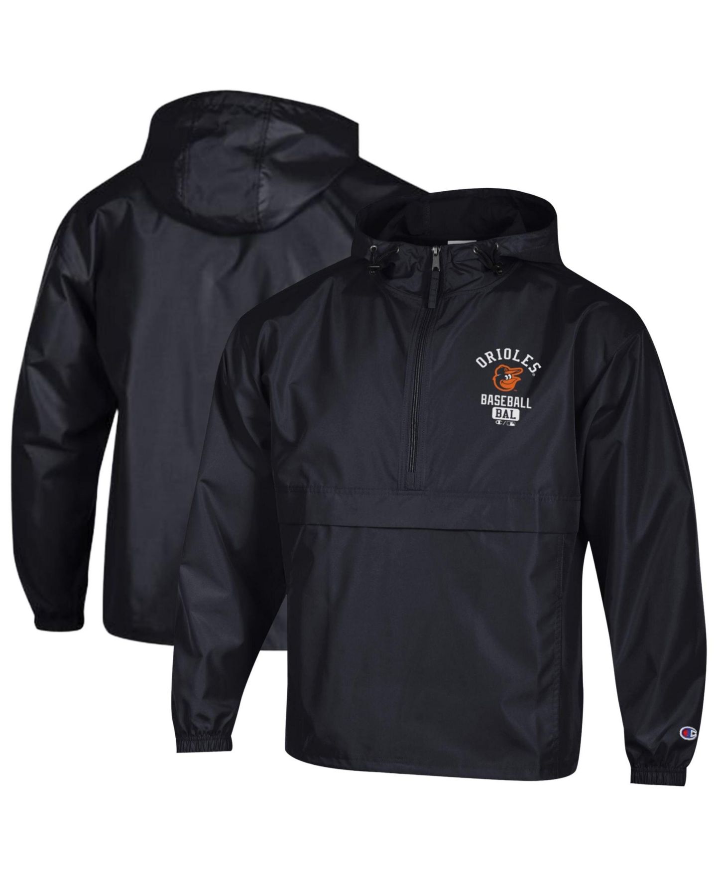 Мужская куртка Champion Black Baltimore Orioles Packable Windbreaker Half-Zip — фото 1