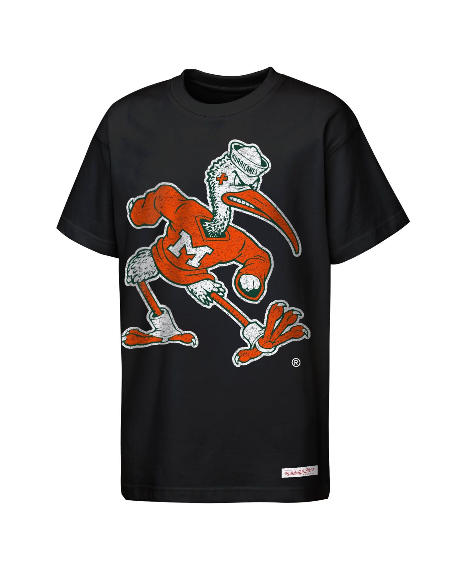 Big Boys and Girls Black Miami Hurricanes Mascot Big Face Heavyweight T-Shirt