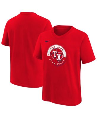 Big Boys and Girls Red Texas Rangers Hometown Collection T-Shirt