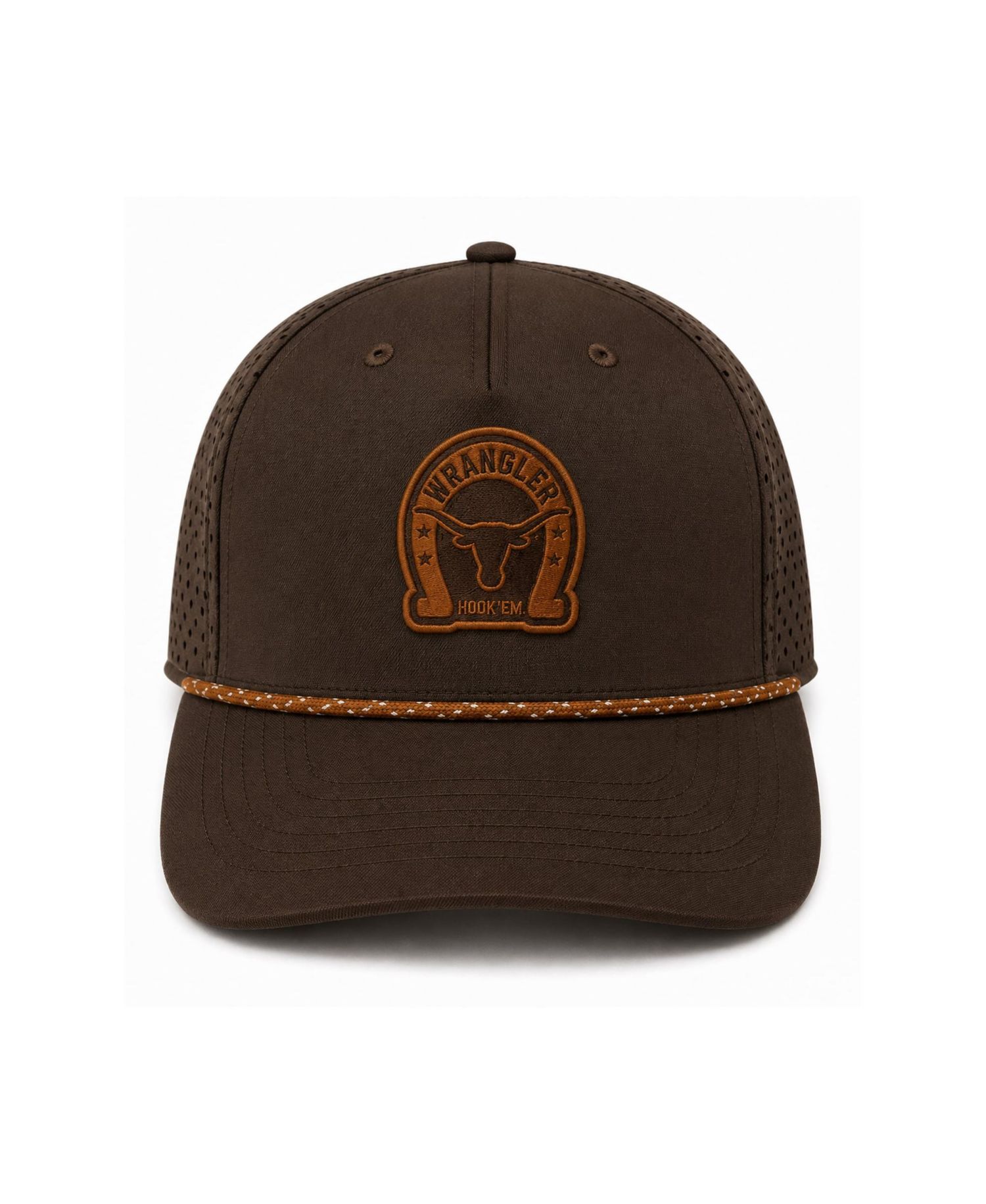 Men's and Women's x Wrangler Brown Texas Longhorns Perforated Rope Adjustable Hat