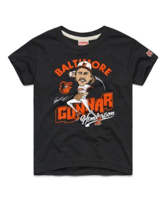 Big Boys and Girls Gunnar Henderson Charcoal Baltimore Orioles Caricature Tri-Blend T-Shirt