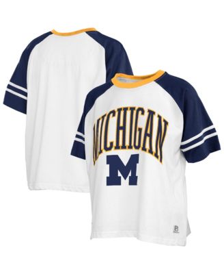 Women's  White Michigan Wolverines Sky Colorblock T-Shirt