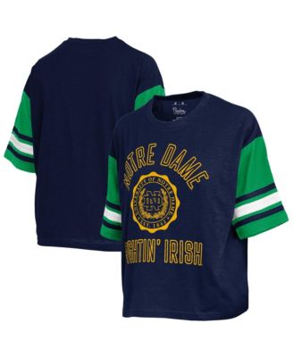 Women's  Navy Notre Dame Fighting Irish Sunday Colorblock Seal T-Shirt