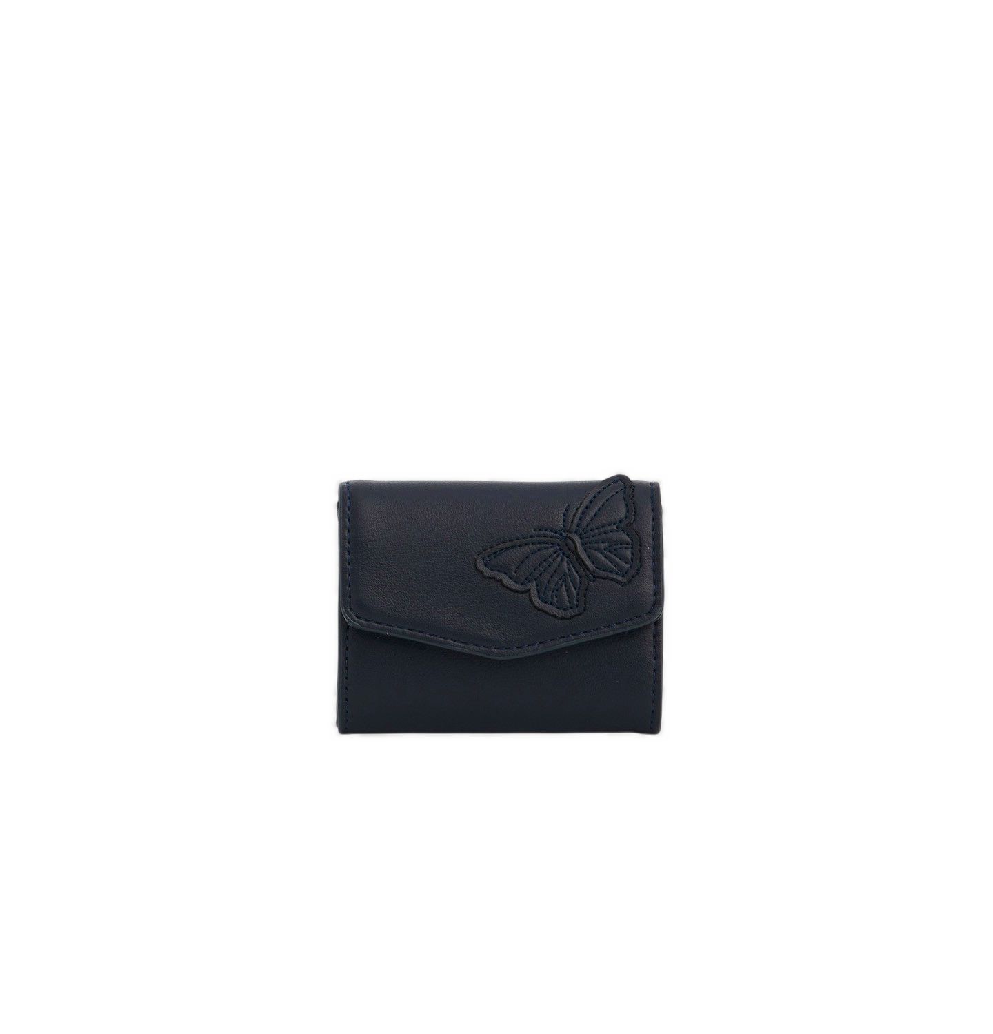 Женский кошелёк Fable England Floral-Applique Faux-Leather Card Holder Wallet, цвет: Тёмно-синий — фото 1