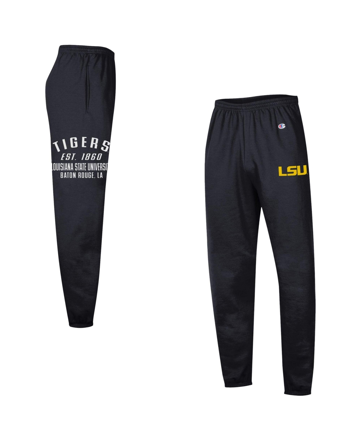 Champion Men's Black Lsu Tigers Power Blend Banded Fleece Sweatpants