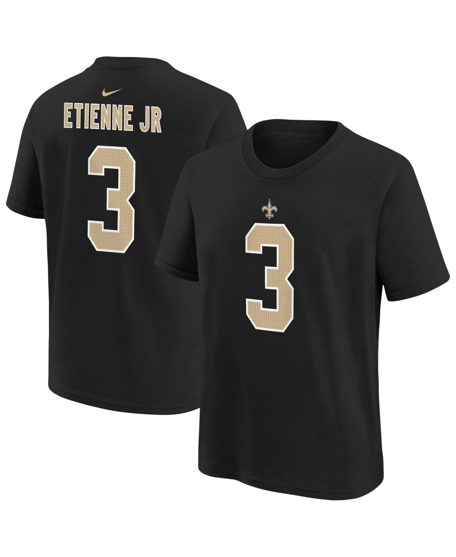 Big Boys and Girls Travis Etienne Jr Black New Orleans Saints Name & Number T-Shirt