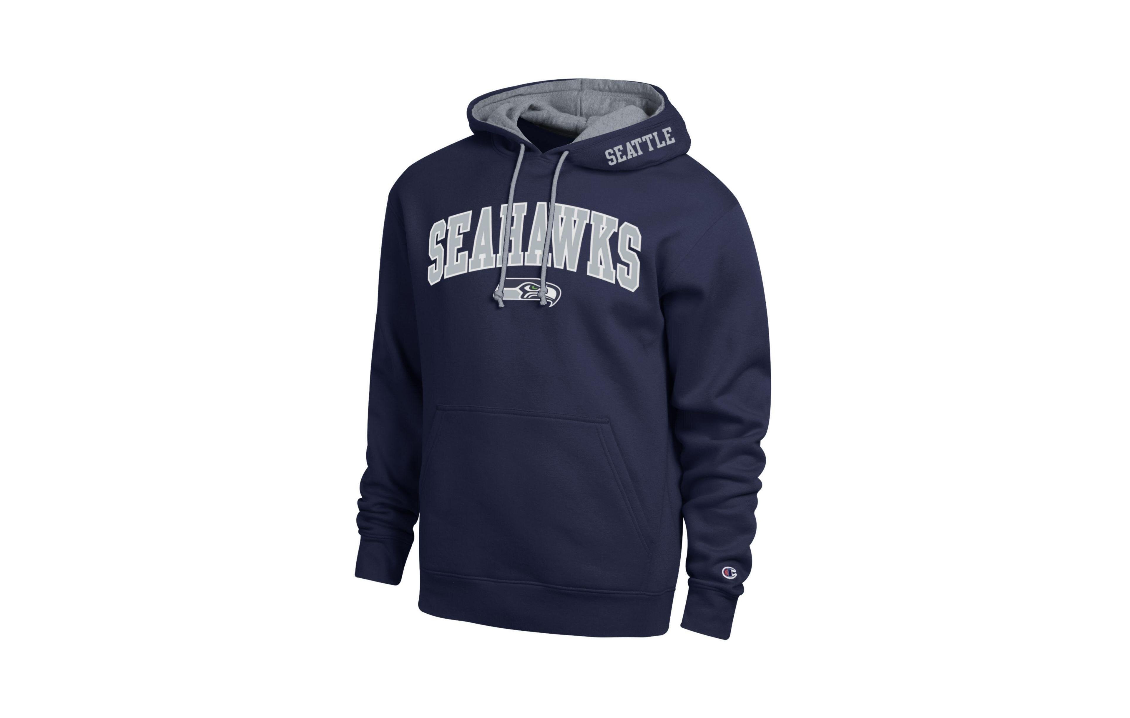 Men's Champion College Navy/Heather Gray Seattle Seahawks Contrast Hoodie