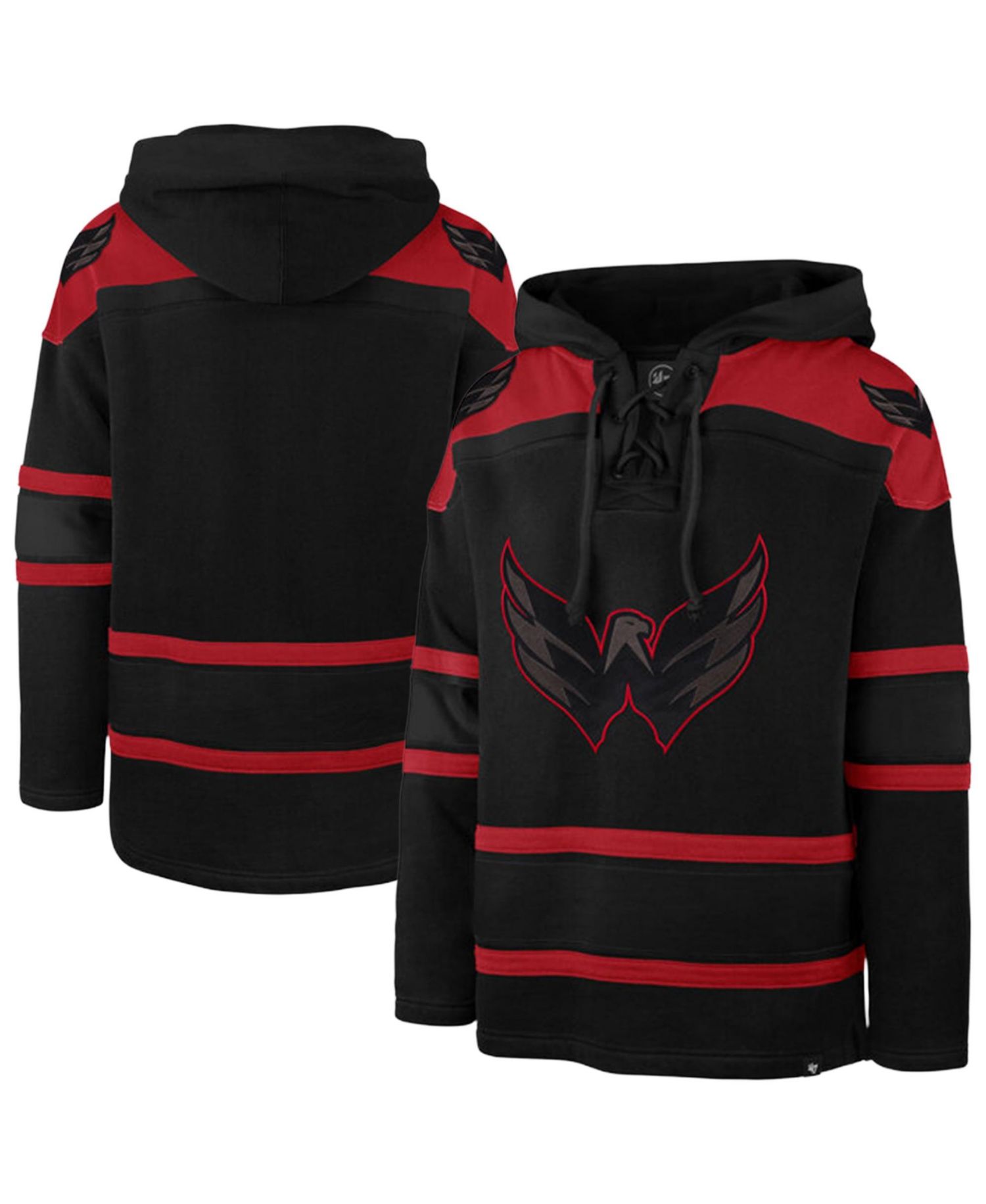 Men's '47 Black Washington Capitals Fall Color Pop Lacer Hoodie