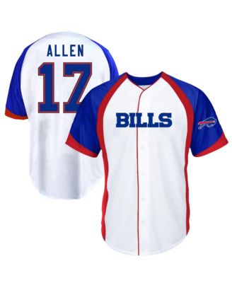 Men's Josh Allen White Buffalo Bills Big & Tall Button-Up Baseball Jersey Top