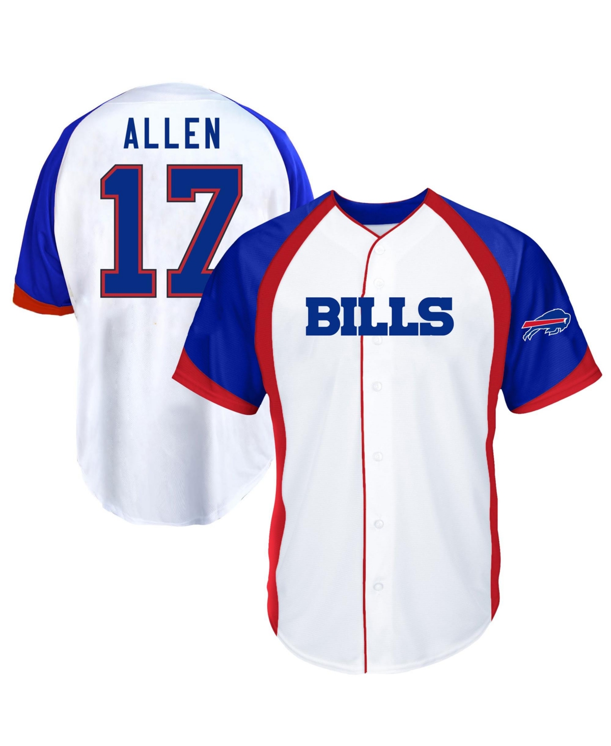 Fanatics Men's Josh Allen White Buffalo Bills Big Tall Button-Up Baseball Jersey T-shirts - White