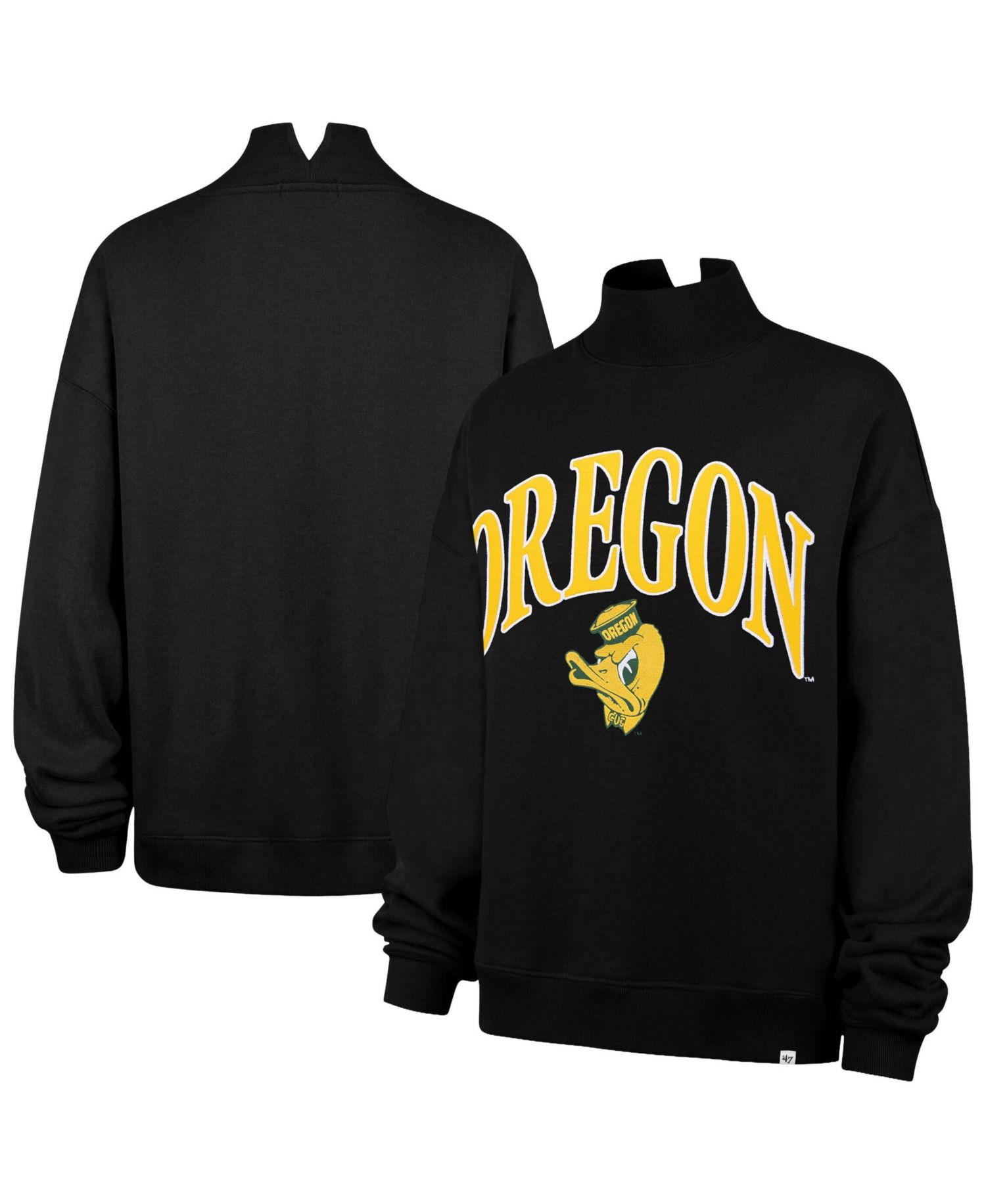 Women's '47 Black Oregon Ducks Mock Neck Sweatshirt