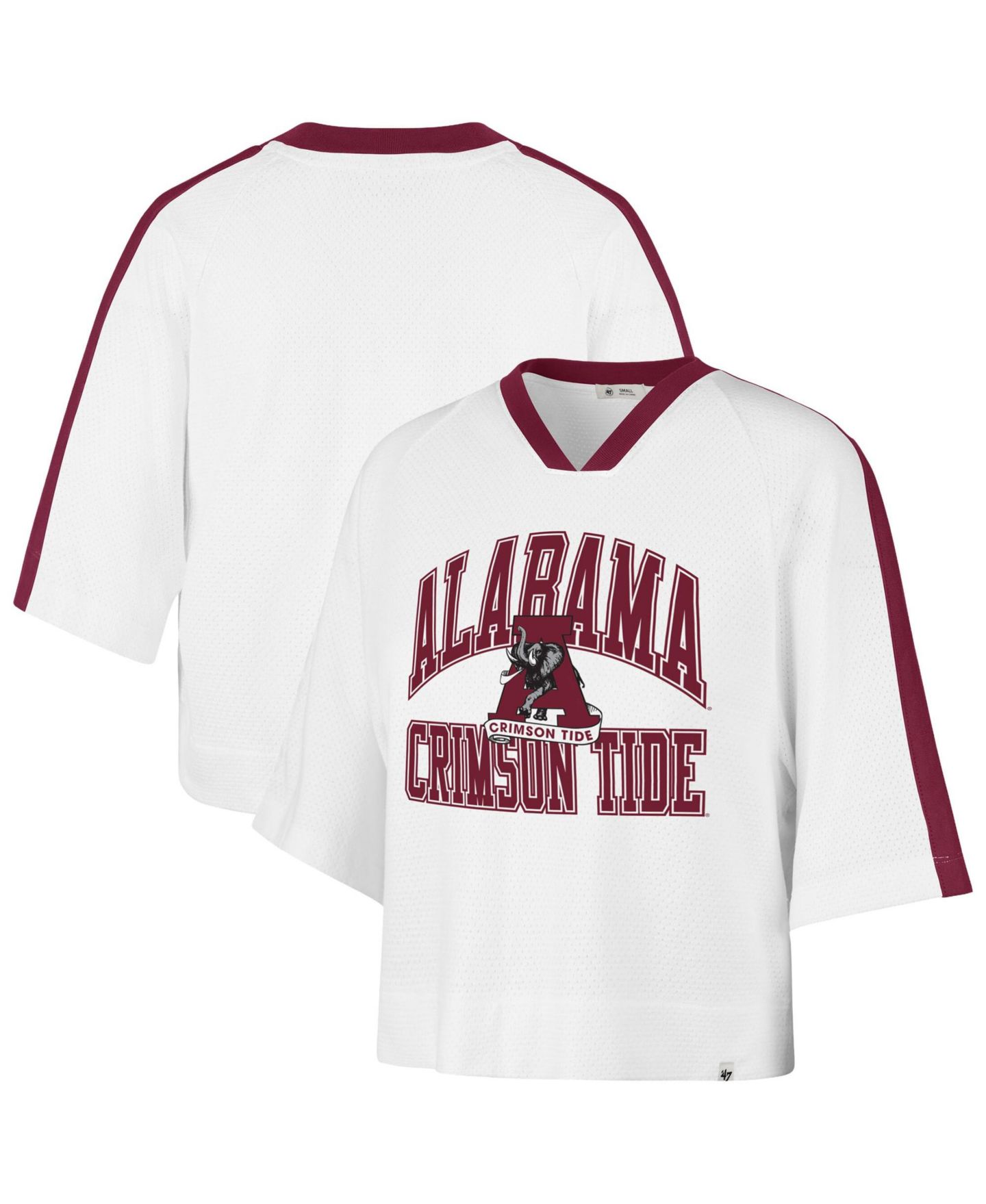 Женская футболка '47 Brand White Alabama Crimson Tide Big Overarch Drop Needle Raglan V-Neck — фото 1