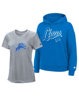 Women's Silver/Blue Detroit Lions Hoodie & T-Shirt Combo Pack