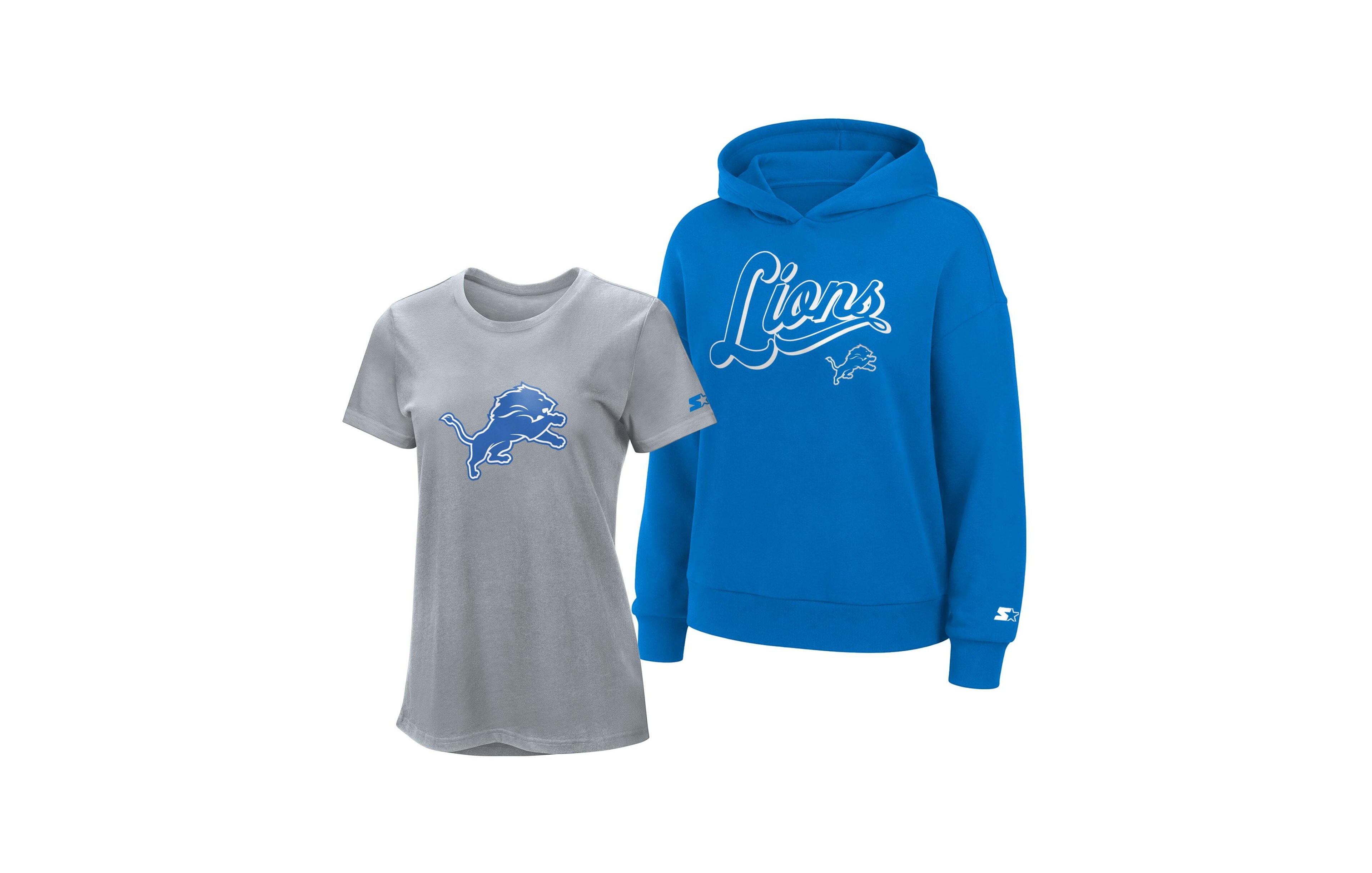 Starter Women's Silver/Blue Detroit Lions Hoodie T-Shirt Combo Pack