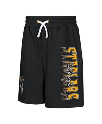 Big Boys and Girls  Black Pittsburgh Steelers Audible Fleece Shorts