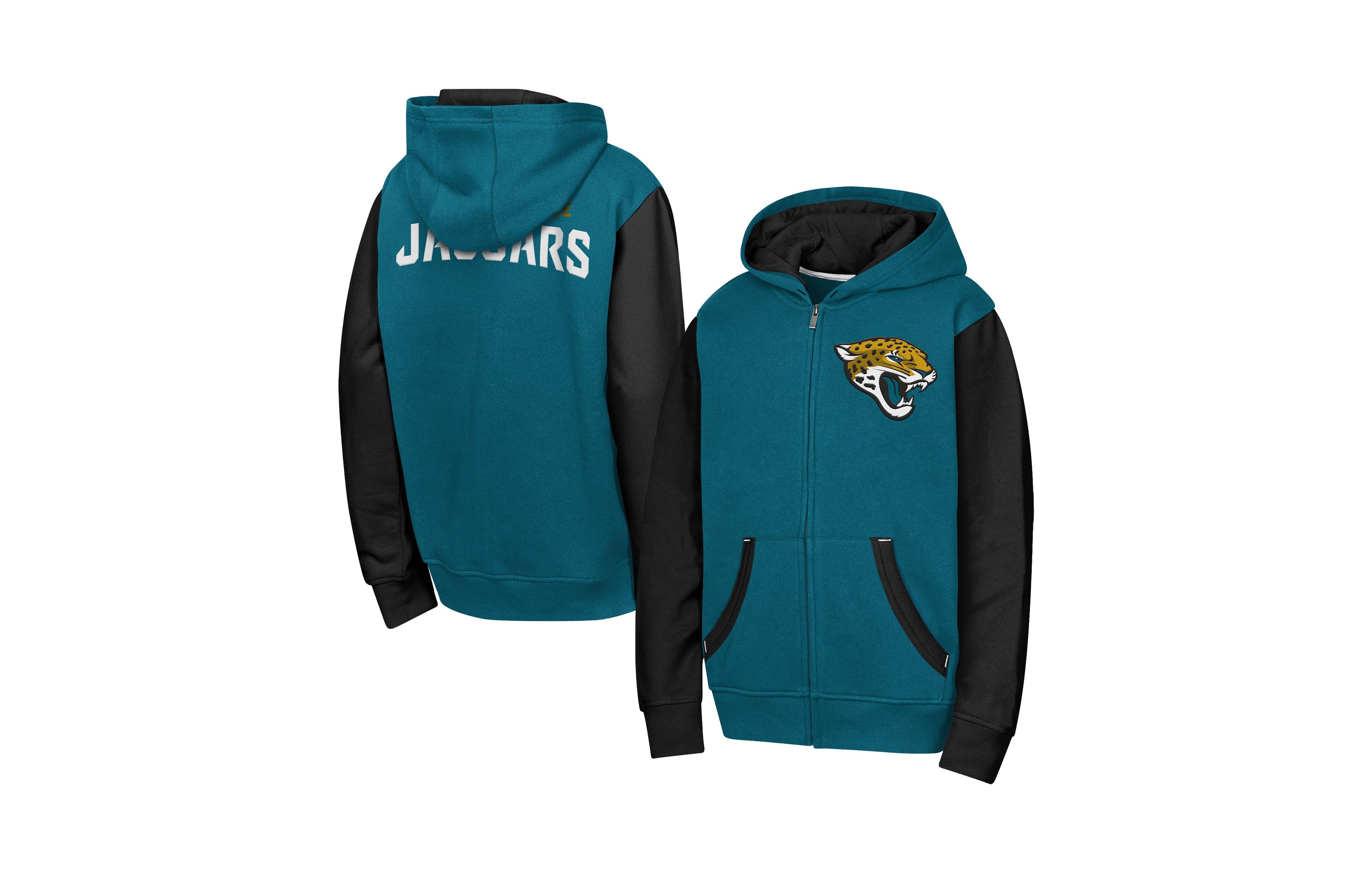 Big Boys and Girls Outerstuff Teal Jacksonville Jaguars Stadium Colorblock Full-Zip Hoodie