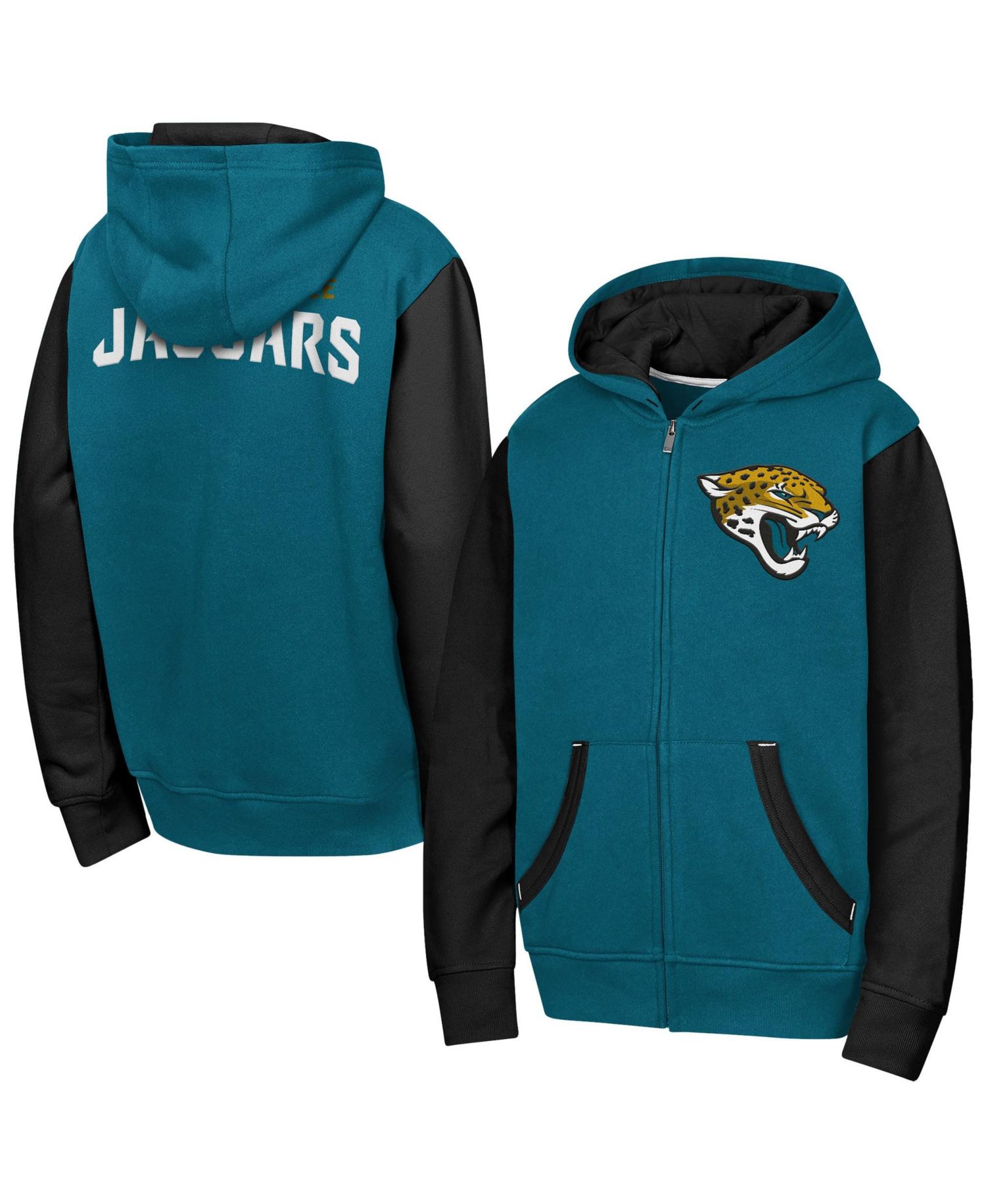 Big Boys and Girls Teal Jacksonville Jaguars Stadium Colorblock Full-Zip Hoodie