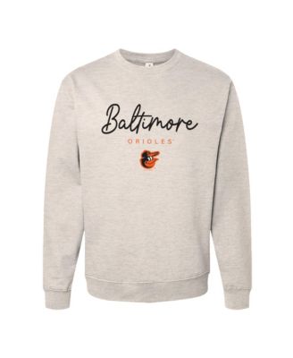 Women's  Oatmeal Baltimore Orioles Pigment Dye Crewneck Sweatshirt