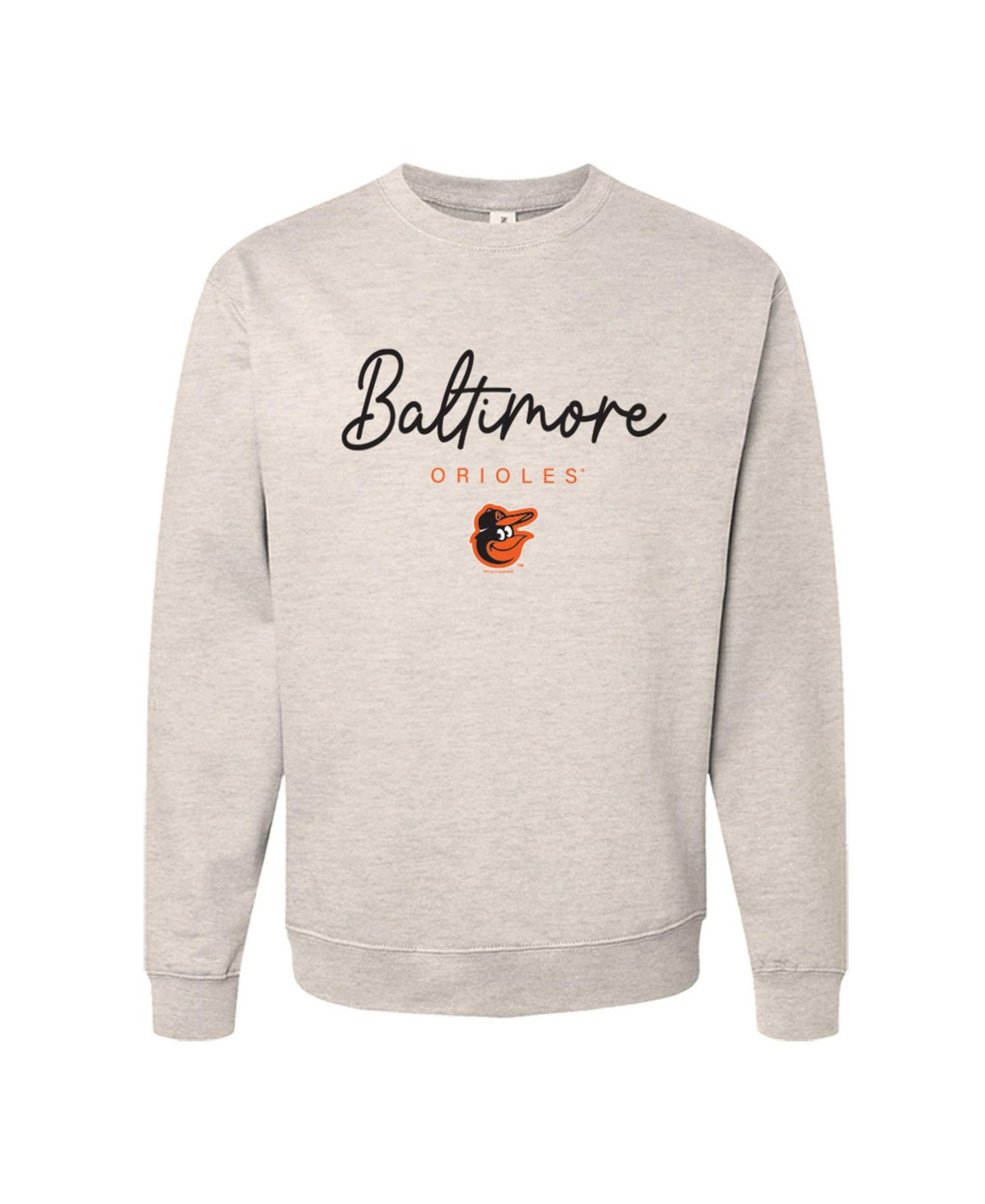 Женская толстовка Soft As A Grape Oatmeal Baltimore Orioles Pigment Dye Crewneck — фото 1