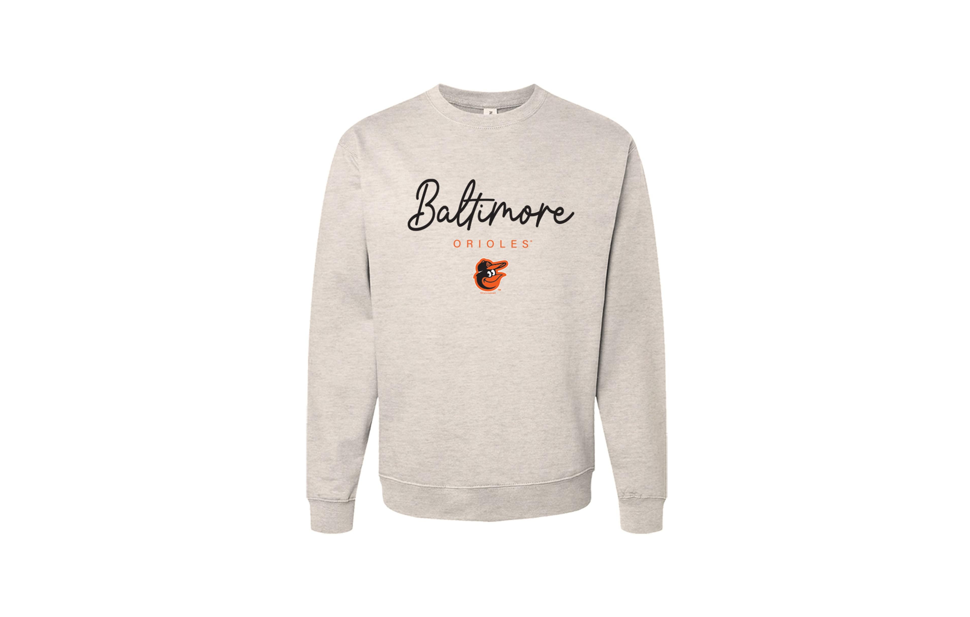 Women's Soft as a Grape Oatmeal Baltimore Orioles Pigment Dye Crewneck Sweatshirt