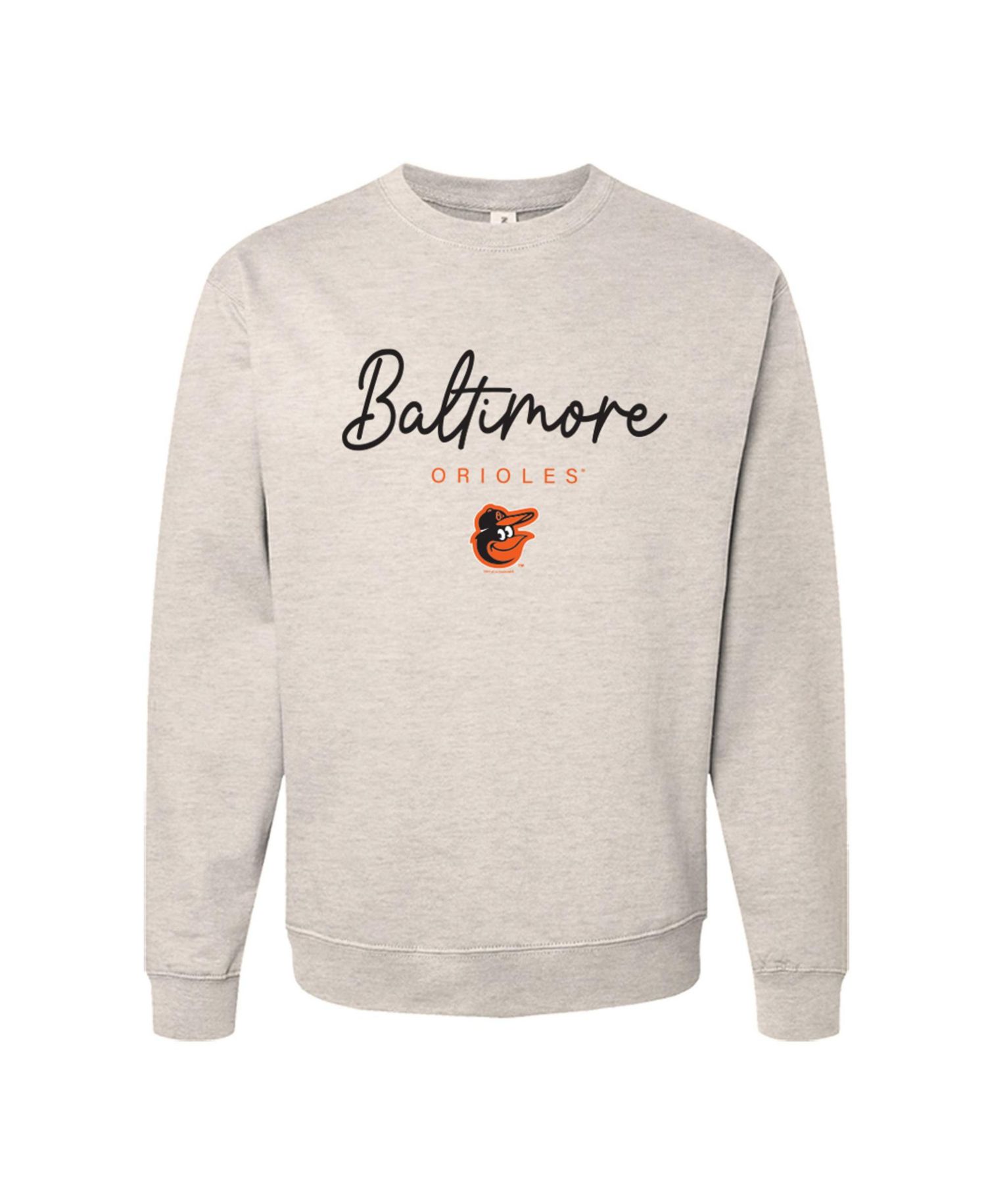 Women's Oatmeal Baltimore Orioles Pigment Dye Crewneck Sweatshirt
