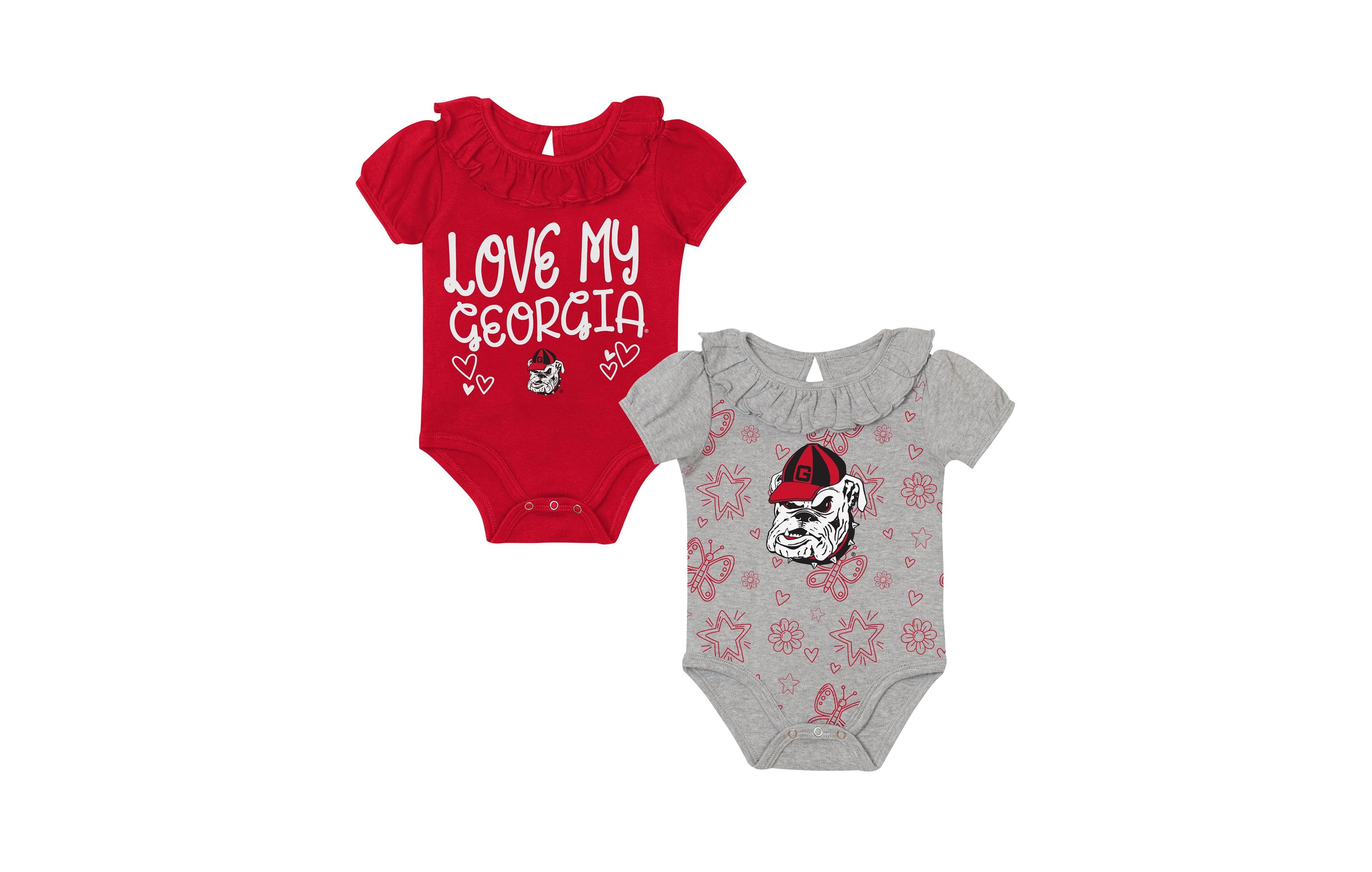 Outerstuff Baby Boys' and Girls' Red/Gray Georgia Bulldogs Two-Pack Playtime Ruffle Bodysuit Set