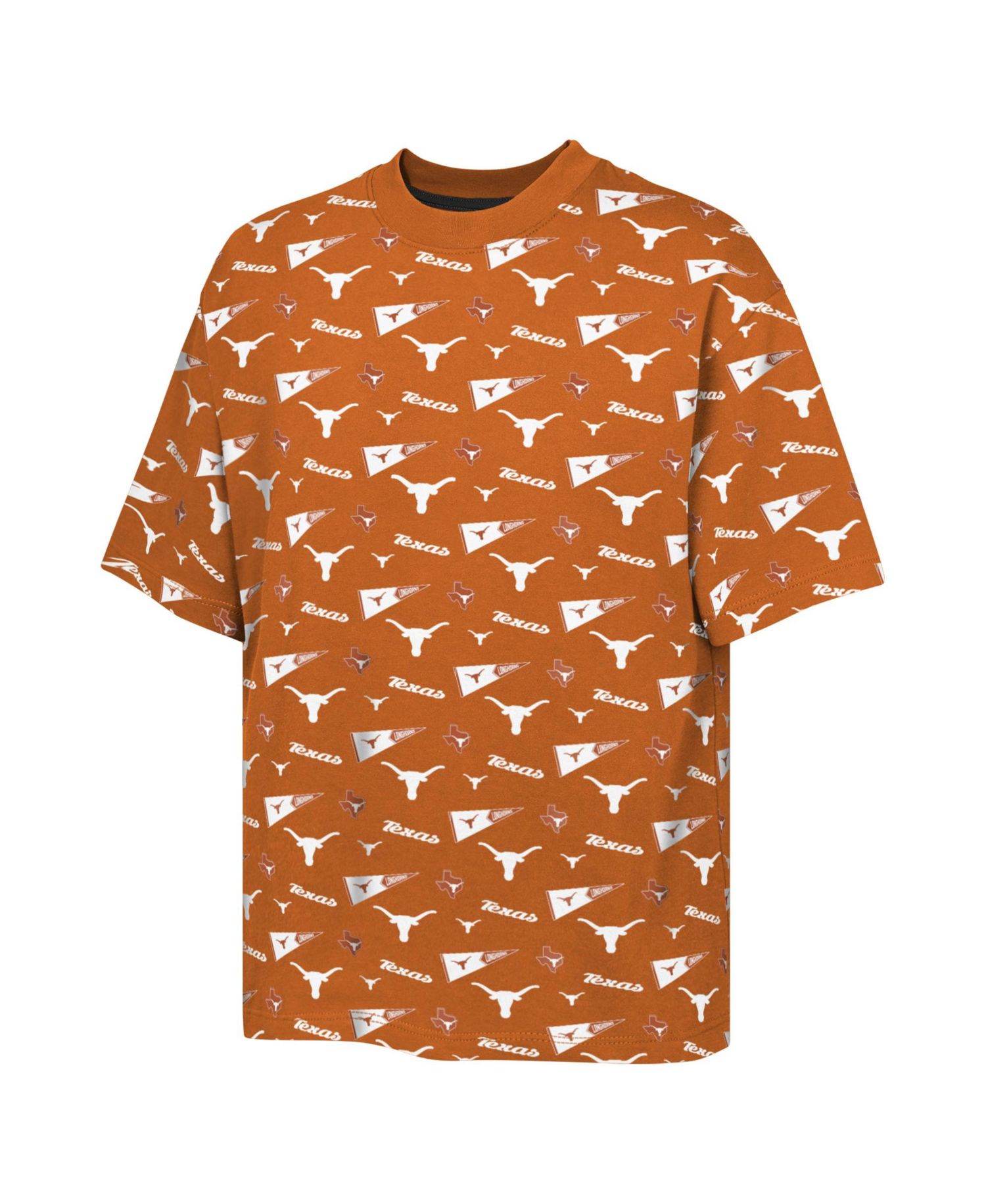 Big Boys and Girls Texas Orange Texas Longhorns Scramble All Over Print T-Shirt