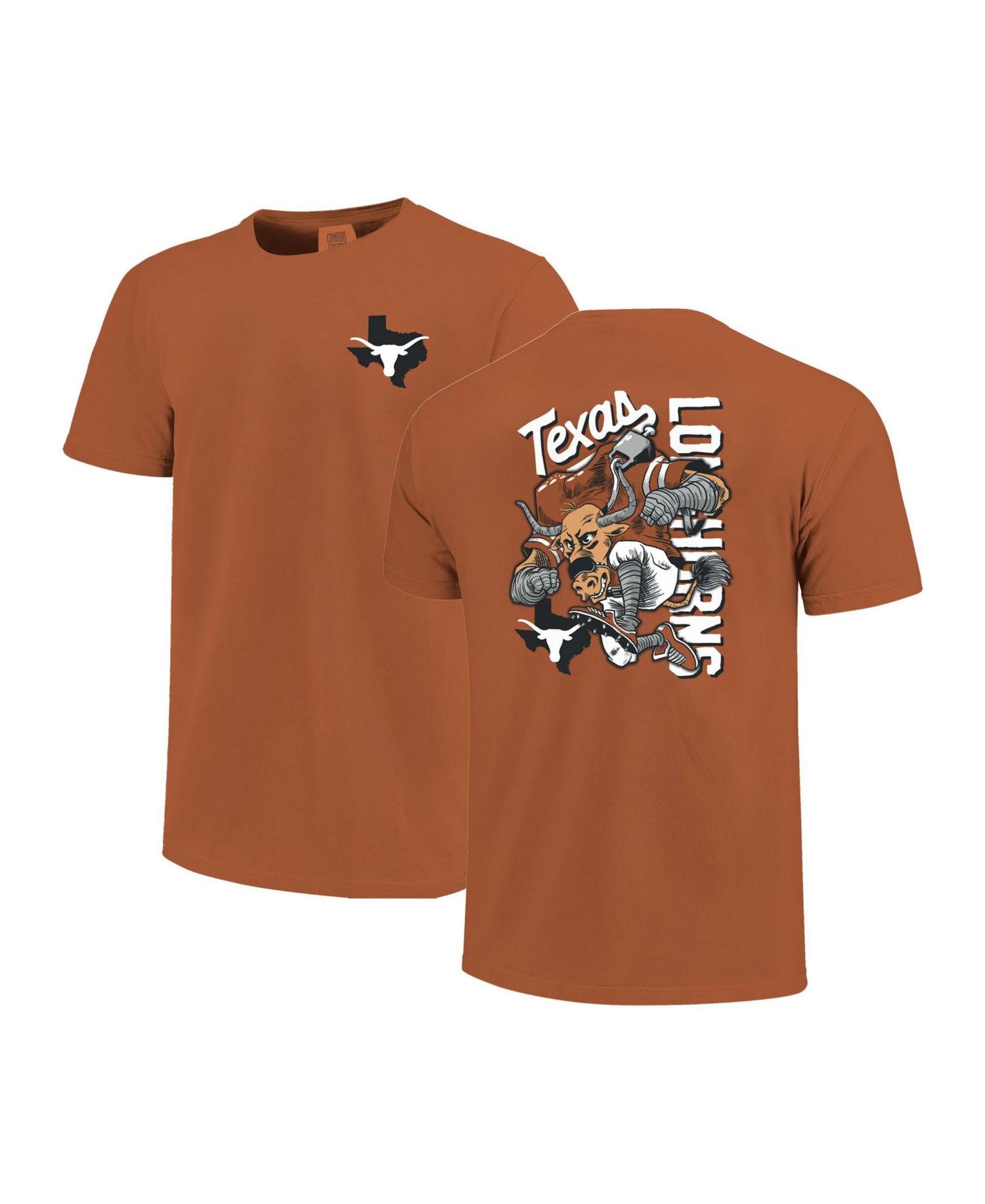 Men's Burnt Orange Texas Longhorns Sketched Mascot Comfort Colors T-Shirt