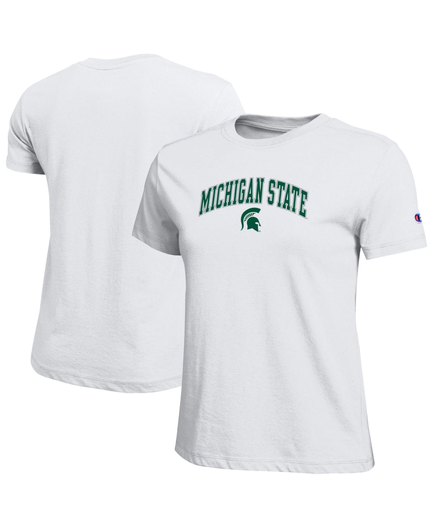 Women's White Michigan State Spartans Arched Over Logo T-Shirt