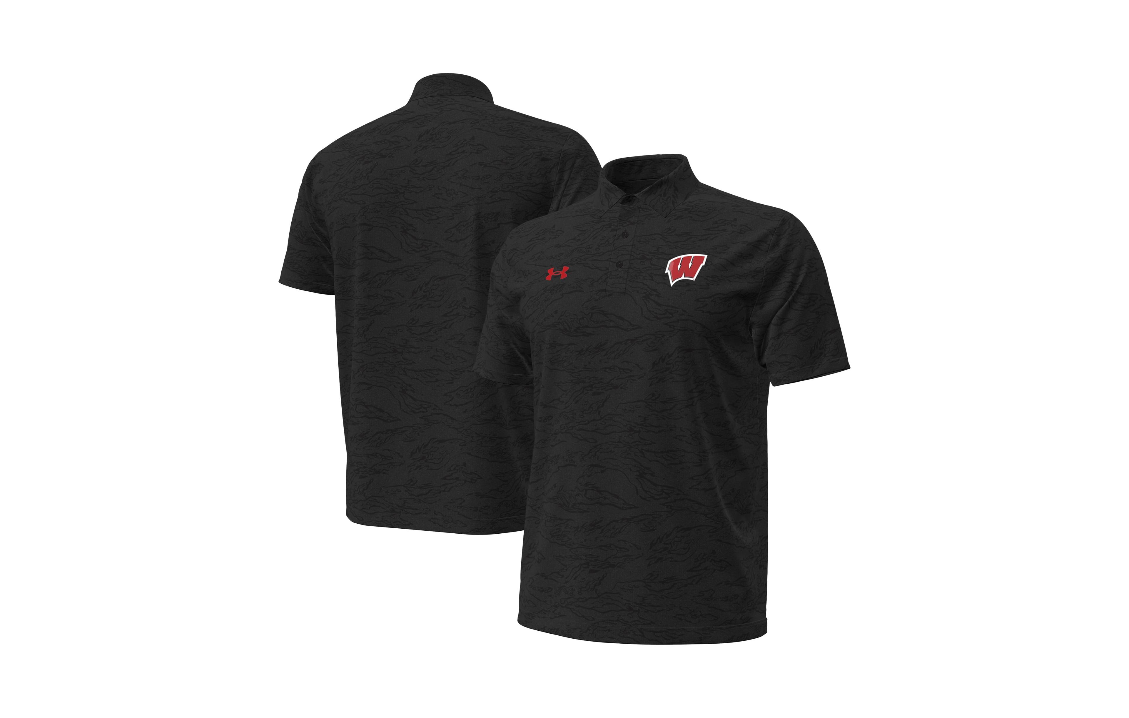 Under Armour Men's Black Wisconsin Badgers Drive Camo Jacquard Polo Shirt