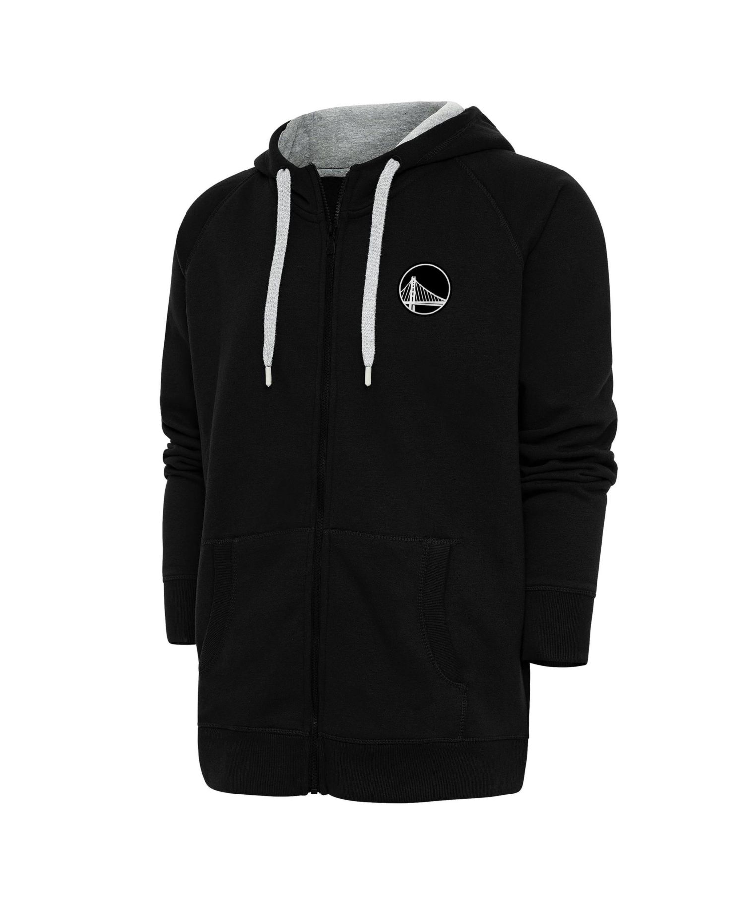 Men's Black Golden State Warriors Metallic Logo Victory Raglan Full-Zip Hoodie
