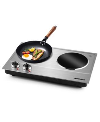 1800W Infrared Ceramic Electric Two Portable Countertop 2 Knob Temperature Control Easy Clean Cooktops