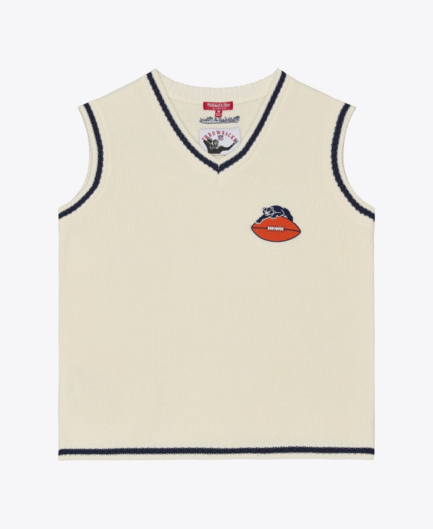 Women's Cream Chicago Bears Retro Roots V-Neck Sweater Vest