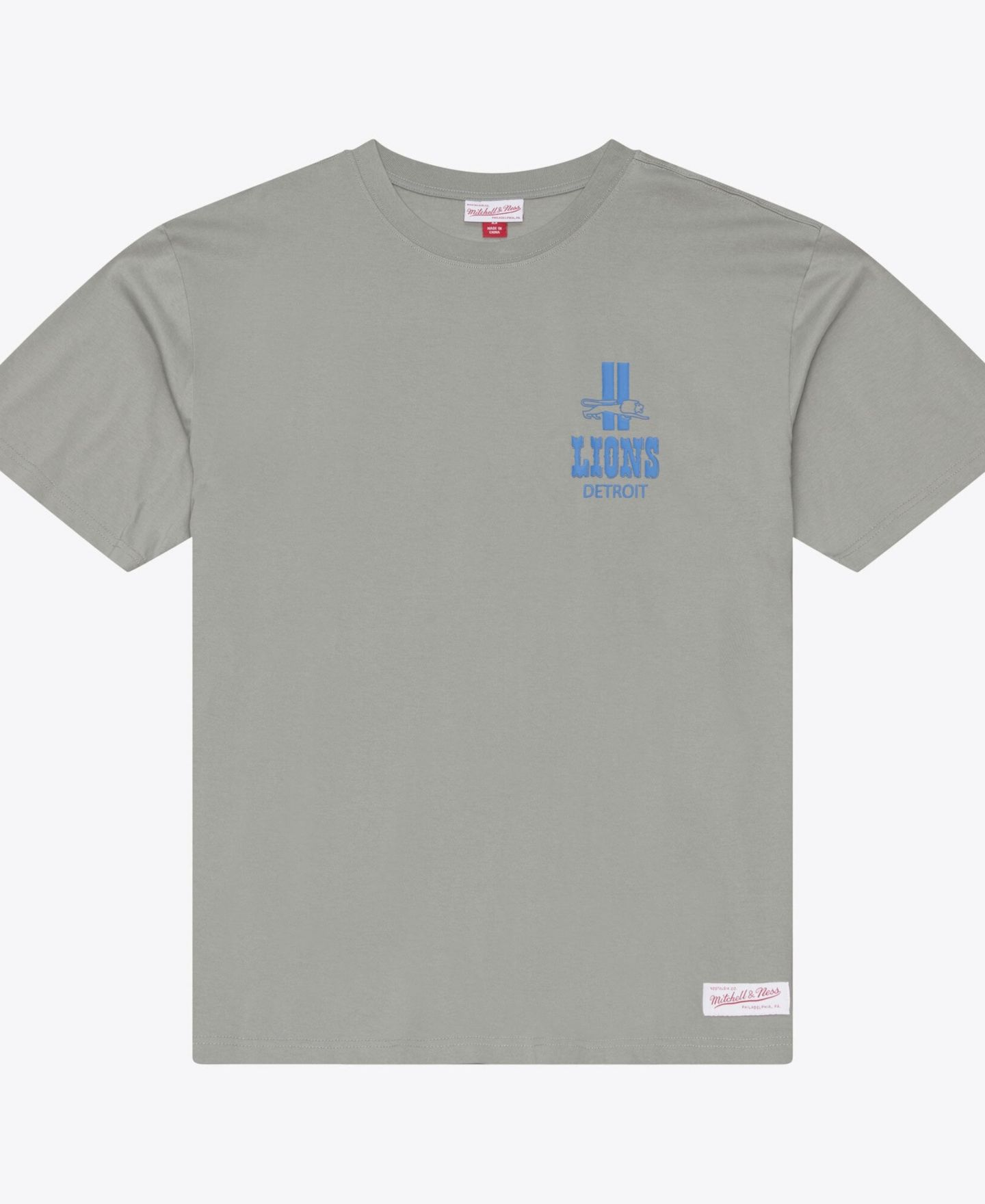 Мужская футболка Mitchell & Ness Gray Detroit Lions Core Essentials Micro Logo — фото 1