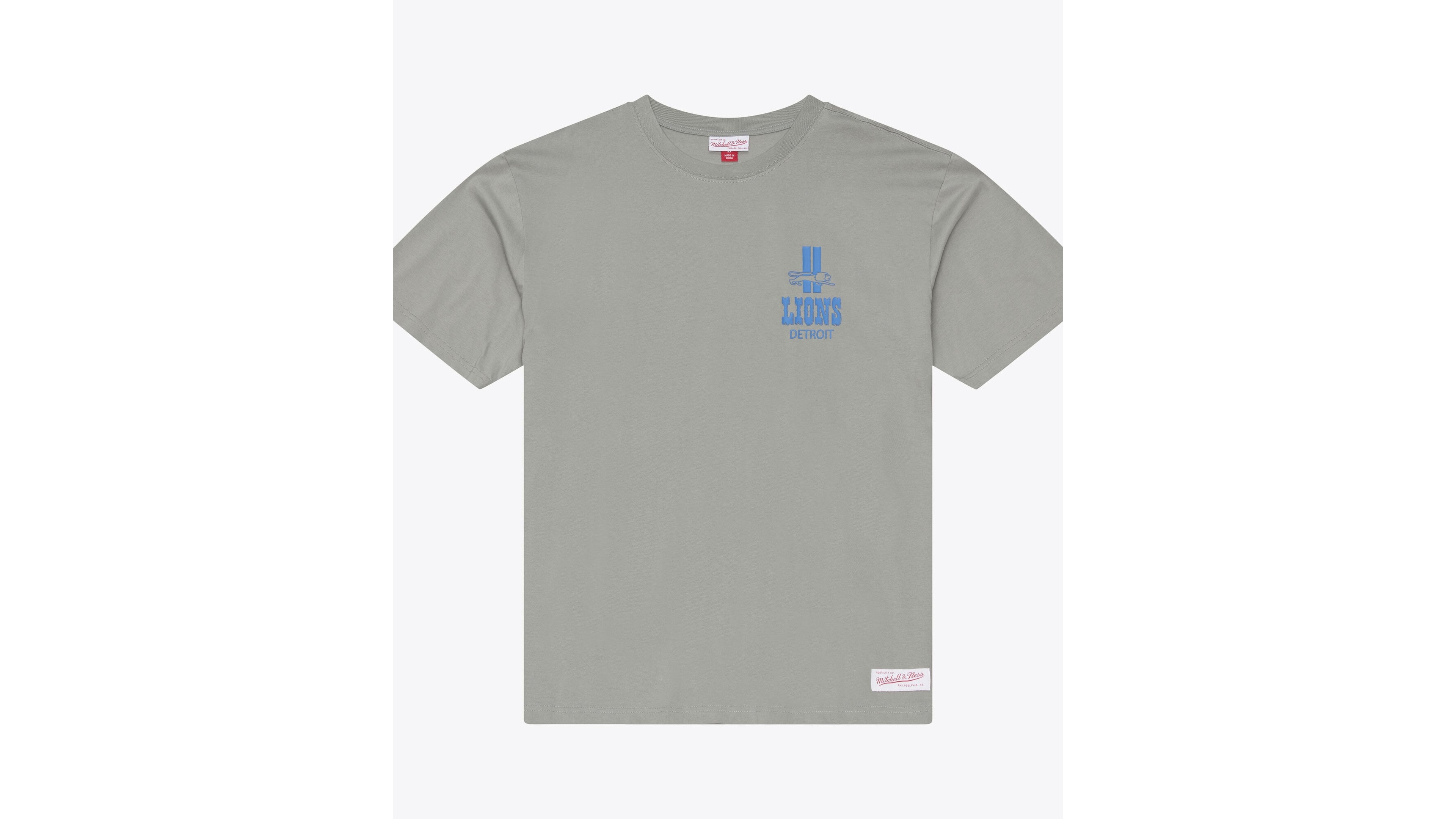 Men's Mitchell & Ness Gray Detroit Lions Core Essentials Micro Logo T-Shirt