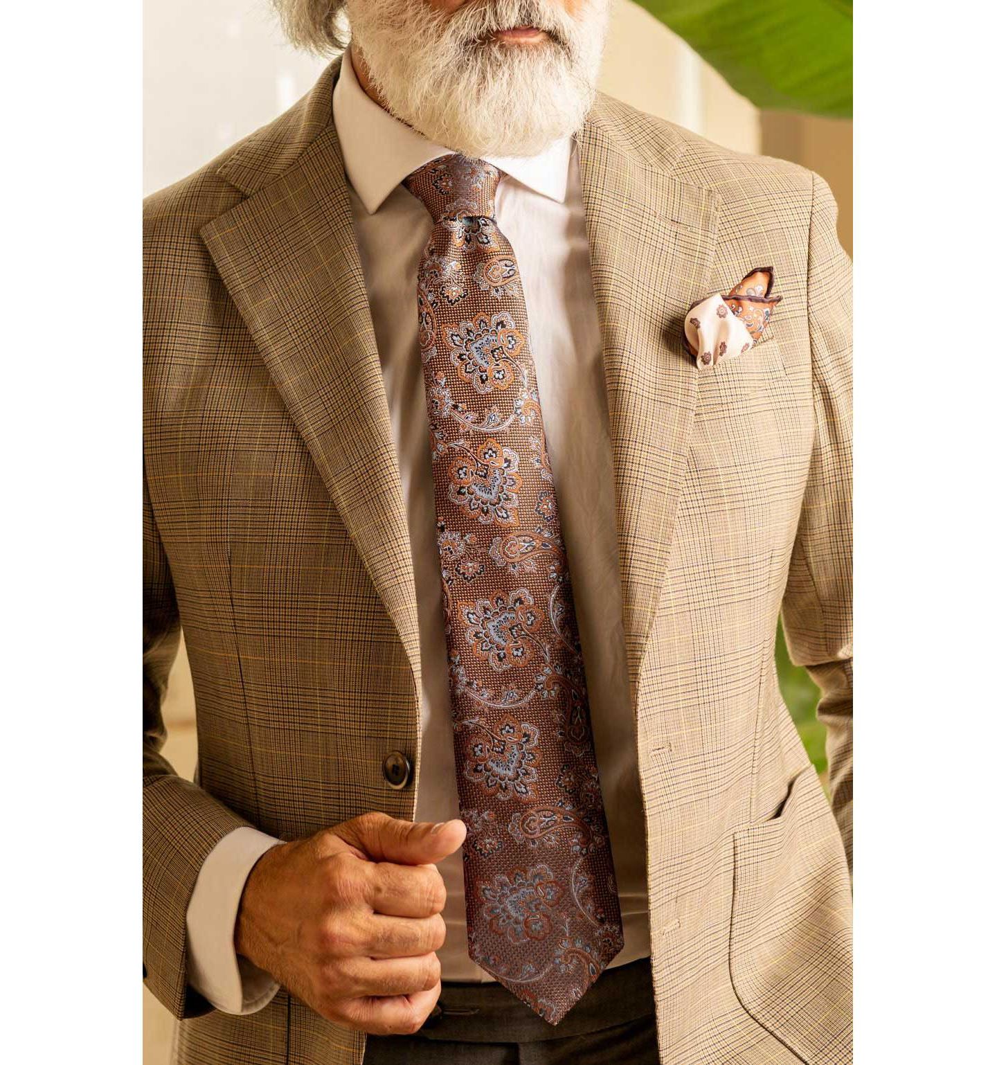 Мужские галстуки Elizabetta Montello - Silk Jacquard Tie for Men, цвет: Лососевый — фото 2