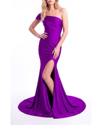 Women's One-Shoulder Ruched Mermaid Gown