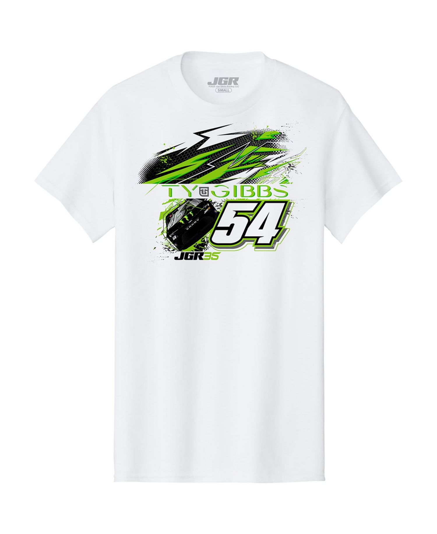 Men's White Ty Gibbs Monster Energy Car T-Shirt