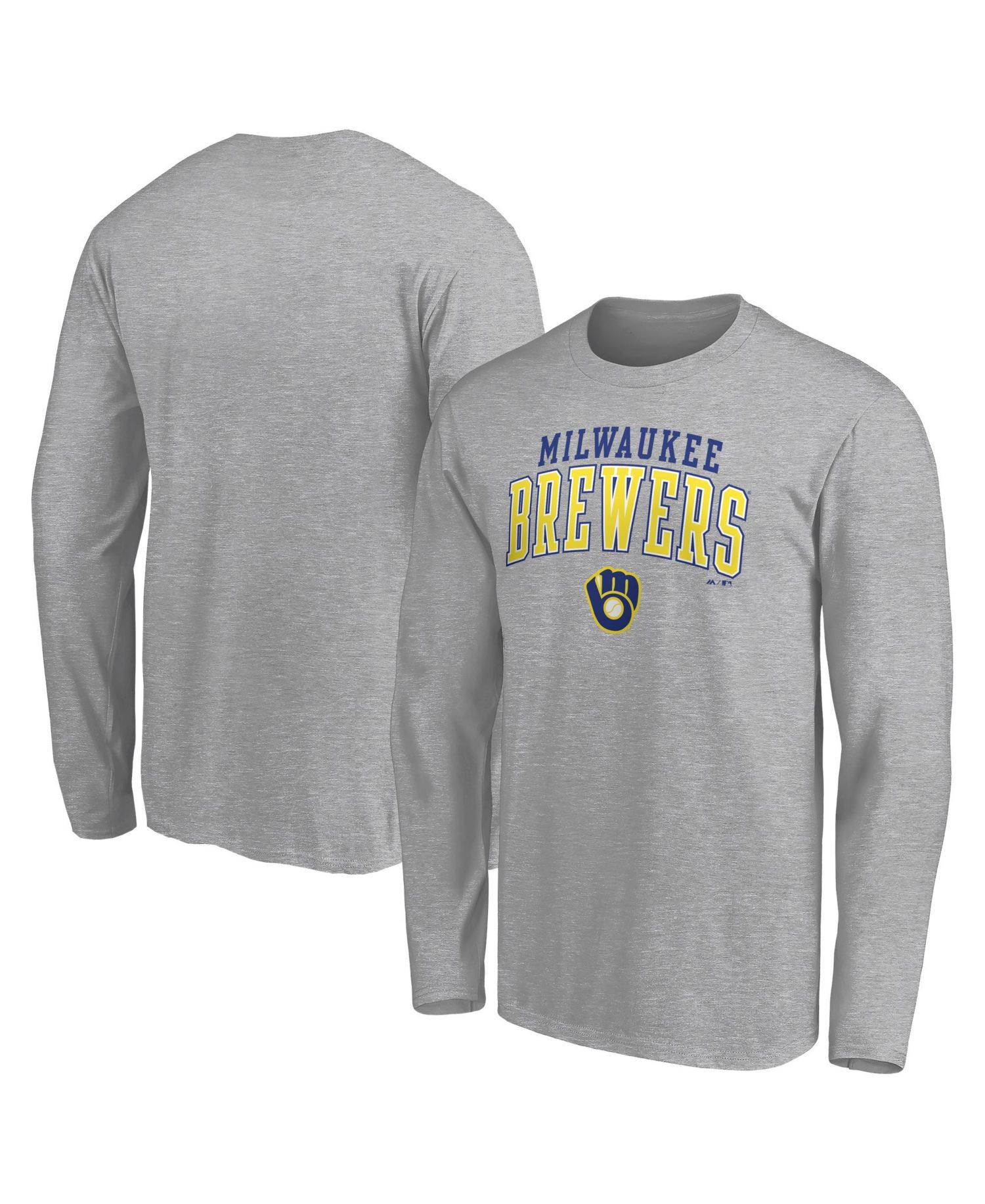Men's Heather Gray Milwaukee Brewers Iconic Long Sleeve T-Shirt