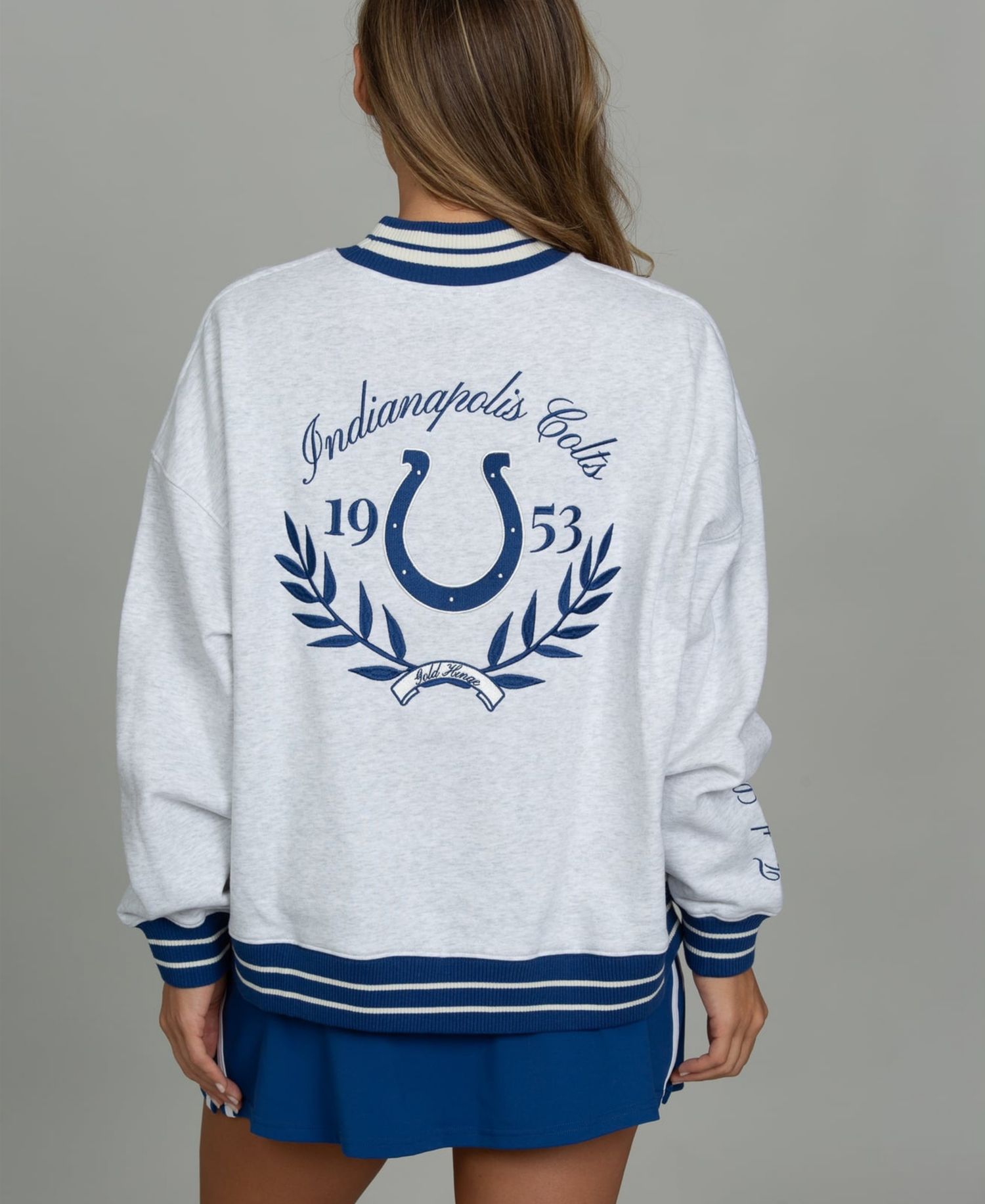 Women's Heather Gray Indianapolis Colts x Mock Neck Sweatshirt