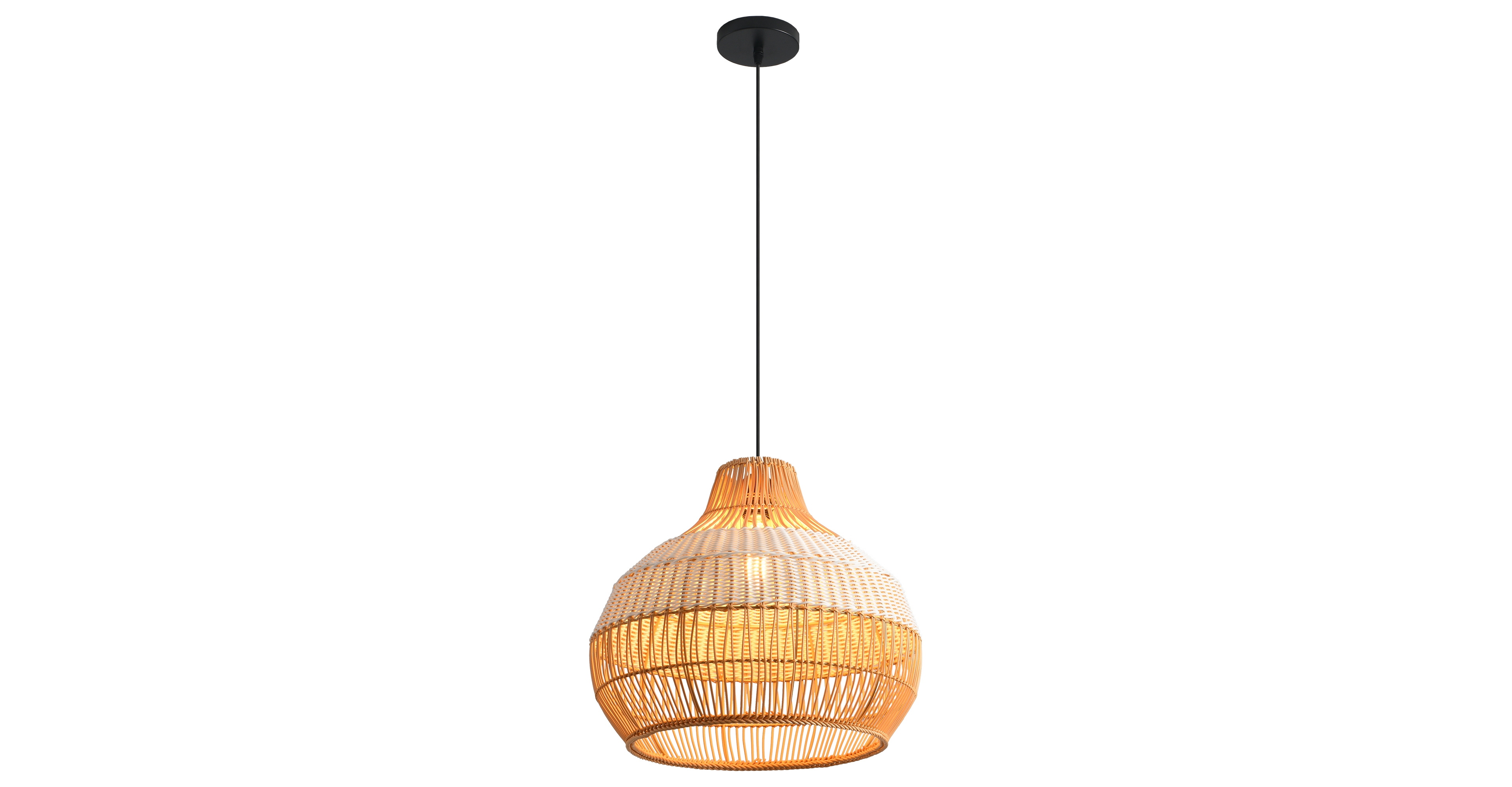 Parrot Uncle 17" Boho Woven Rattan Adjustable Round Chandelier Pendant Light for Dining Room