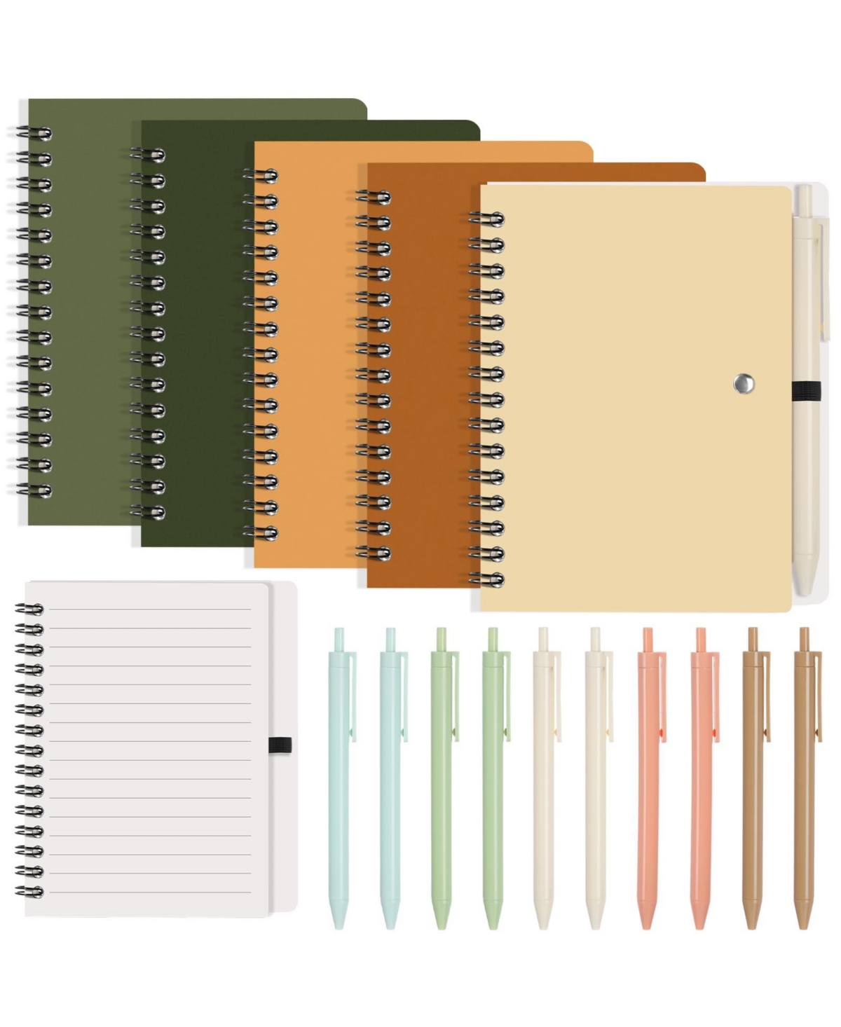 Danrong Pocket Spiral Lined Notebooks with Ballpoint Pens Bulk 100 Page Paper for Work School Gifts