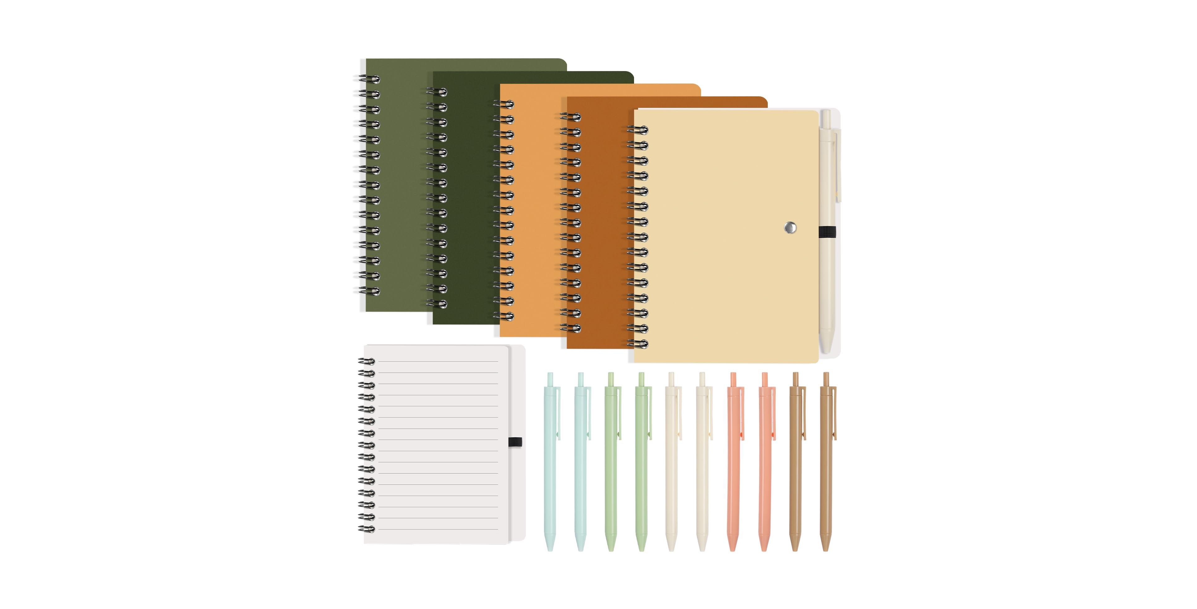 Danrong Pocket Spiral Lined Notebooks with Ballpoint Pens Bulk 100 Page Paper for Work School Gifts