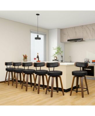 26 inches Swivel Bar Stools Set of 6, Faux Leather Counter Height Bar Stools