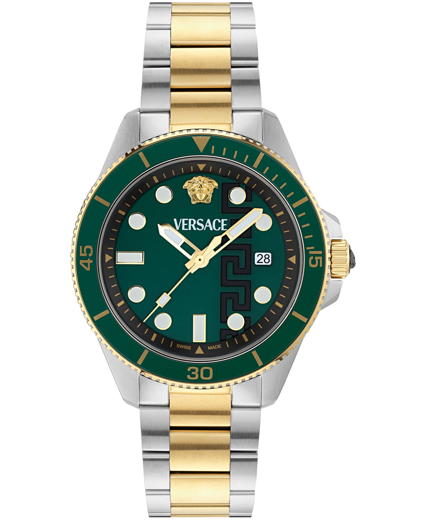 Мужские часы Versace Greca Force Two Tone Bracelet Watch, 42mm — фото 1