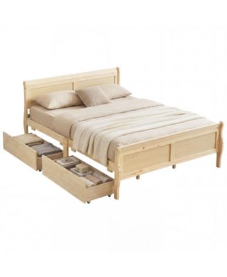 Queen Size Bed Frame with 2 Storage Drawers and Footboard