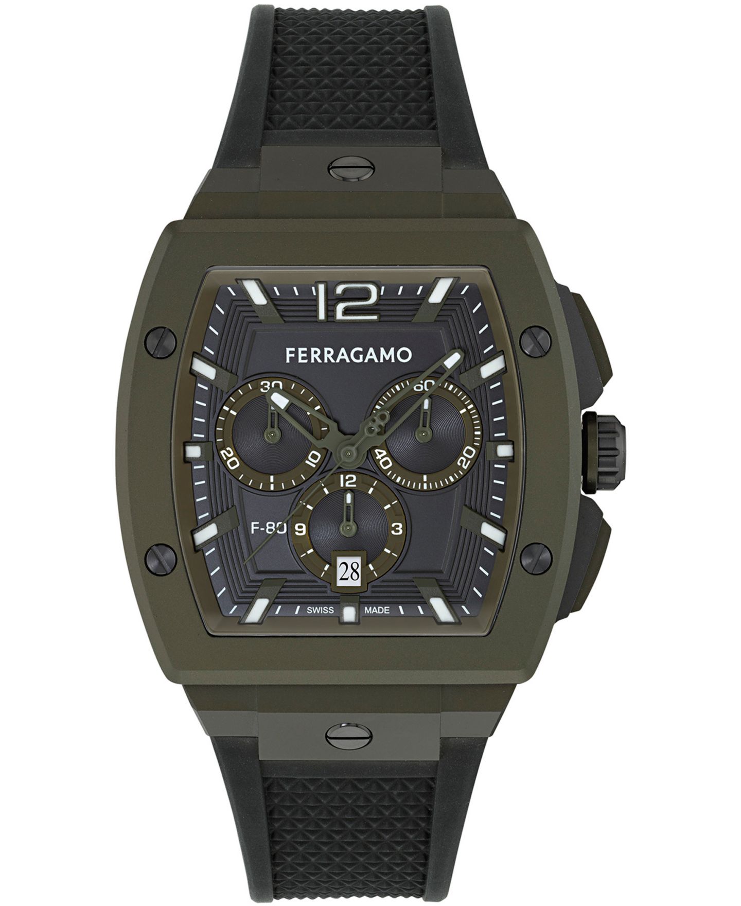 Мужские часы Ferragamo Green Stainless Steel Bracelet Watch, 42mm — фото 1