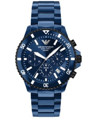 Men's Solar World Explorer Chronograph Blue Ceramic Watch 44mm