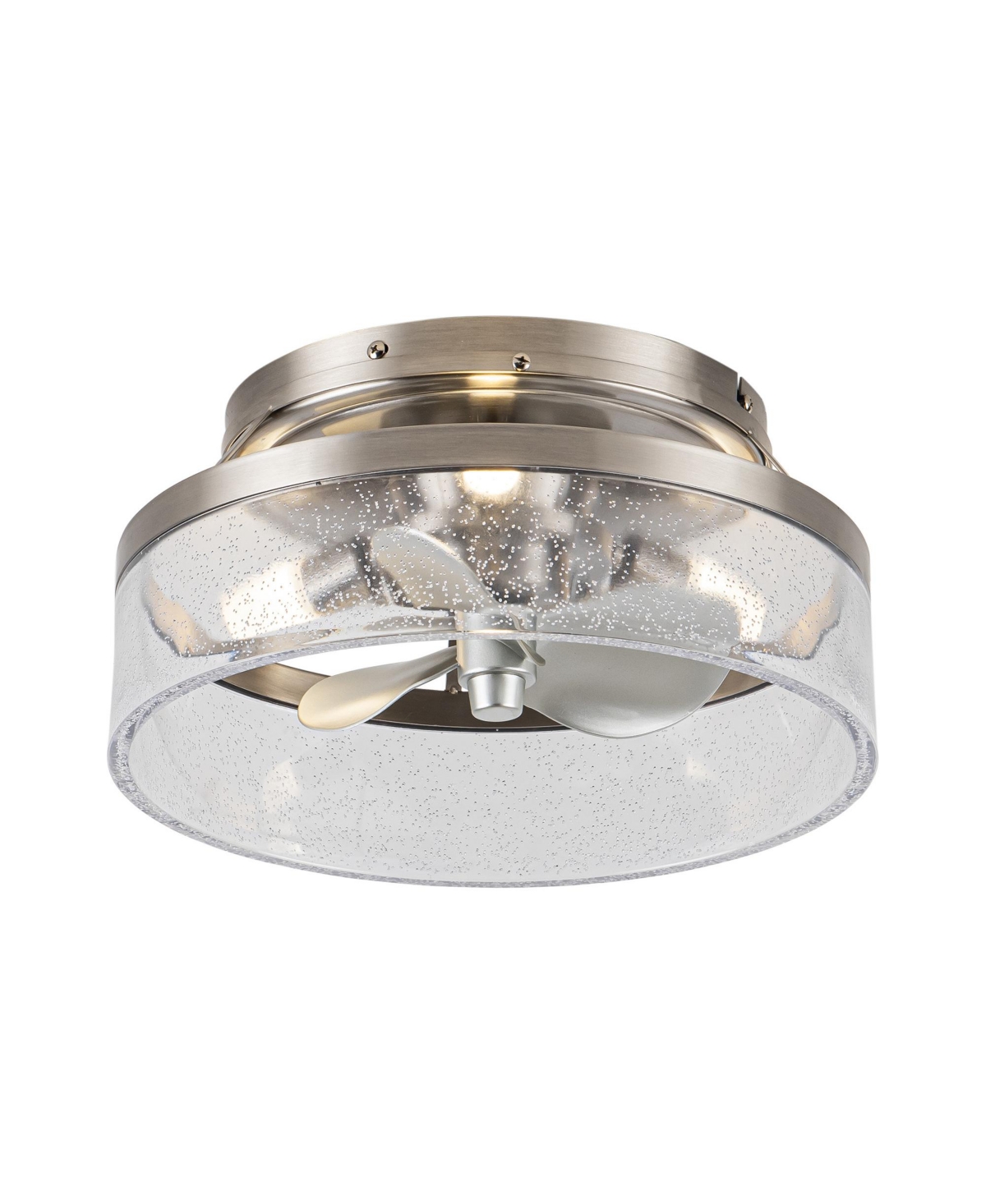 Parrot Uncle 12.6-inch Satin Nickel Small Low Profile Fandelier Ceiling Fan with Light and Bubble Acrylic Cage